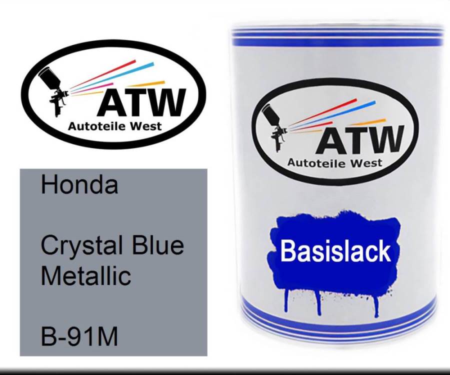 Honda, Crystal Blue Metallic, B-91M: 500ml Lackdose, von ATW Autoteile West.